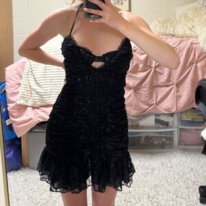 For Love and Lemons Black Lacy Mini Dress Size XS